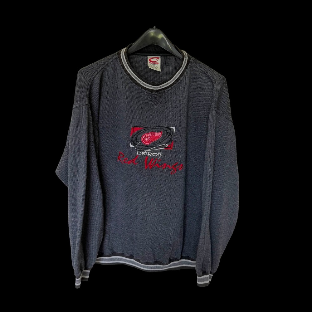 90's Detroit Red Wings Sweatshirt Mens XL Charcoal Grey Embroidered NHL